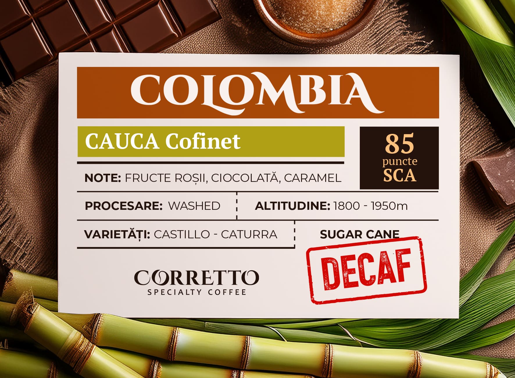 Colombia Cauca Cofinet DECAF 85 SCA
