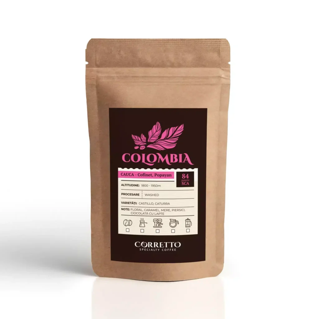 de Specialitate Corretto, Columbia Cauca Popayan, Washed, 100% Arabica, 84 puncte SCA