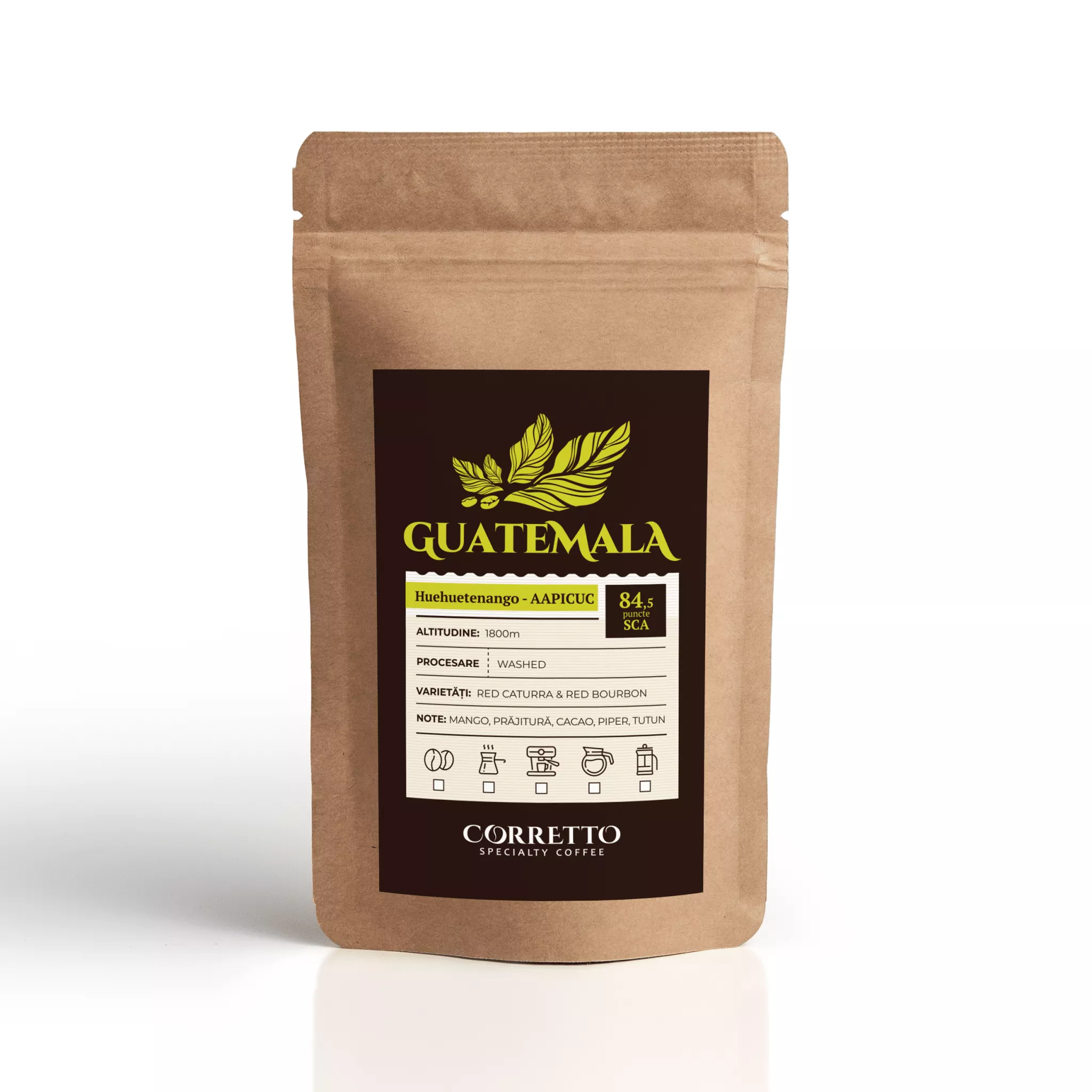 Pungă de Cafea Boabe de Specialitate Guatemala Huehuetenango, Washed, 100% Arabica, 84,5 puncte SCA